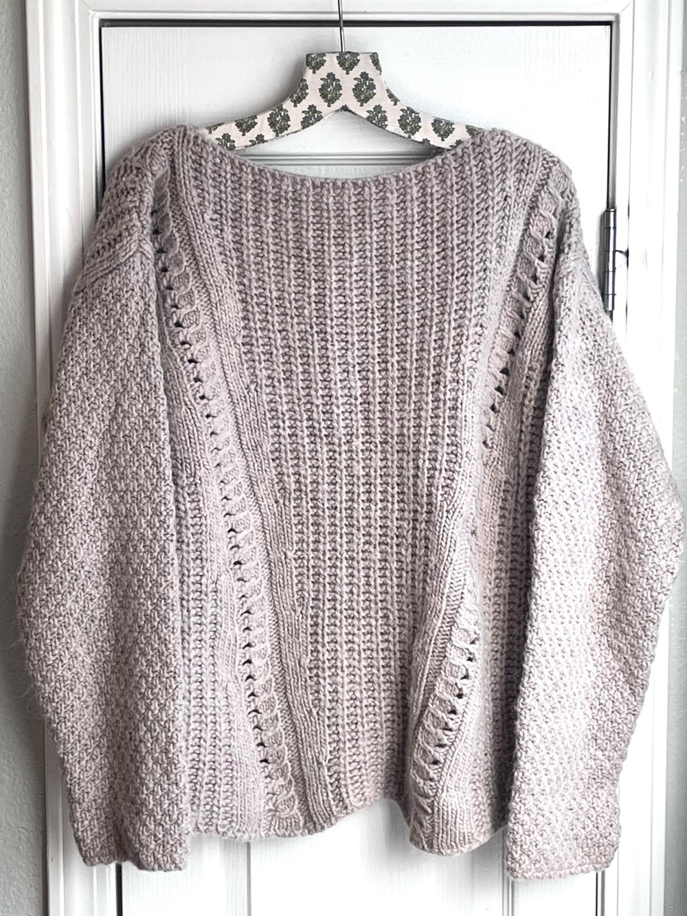 Lineamaglia Italy Wool Alpaca Chunky Knit Sweater Boat Neck Taupe Size Large